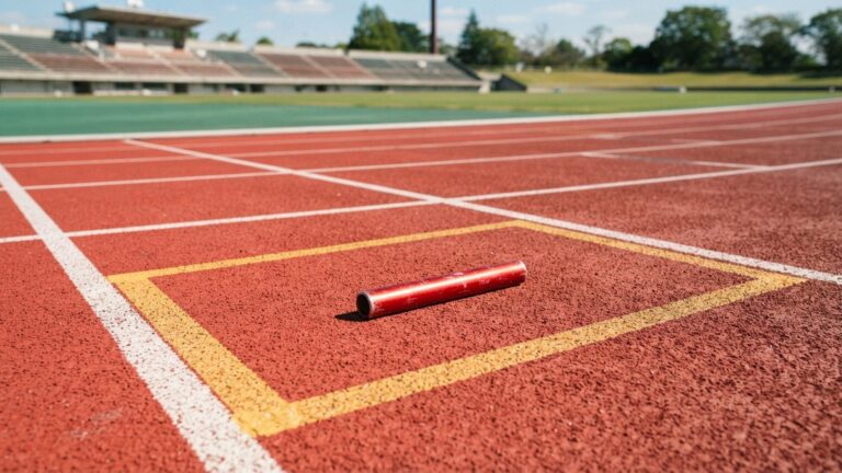 Štafetový kolík na atletické dráze v předávacím území
