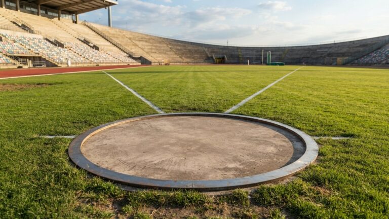 Vrhačský kruh a sektor na prázdném stadionu