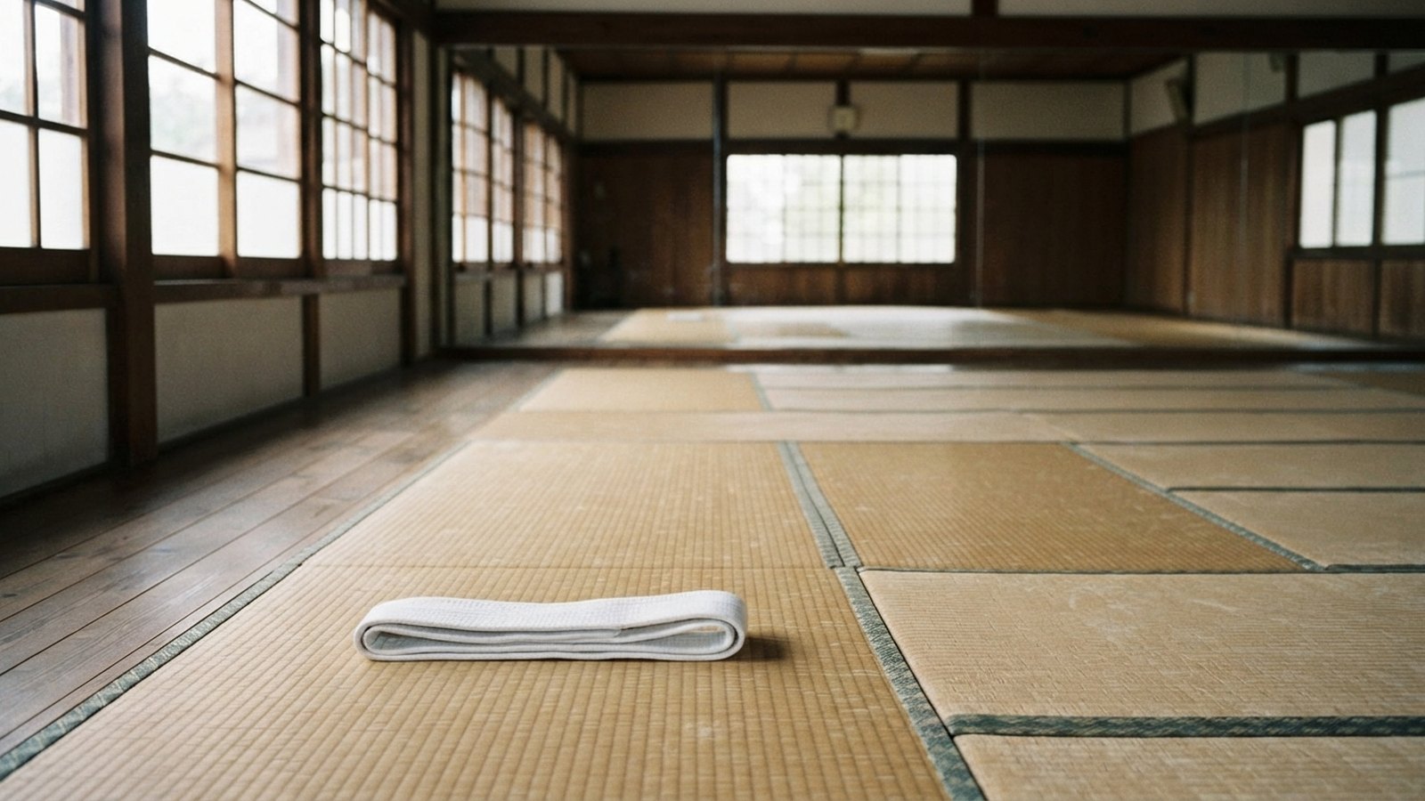 Dojo s tatami a složeným pásem