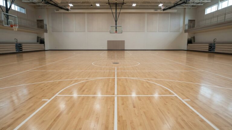 Prázdné basketbalové hřiště s košem
