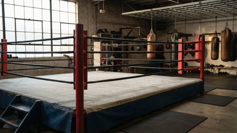 Prázdný boxerský ring v tělocvičně