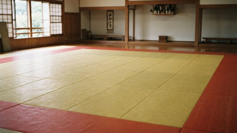 Prázdné tatami v judistické tělocvičně