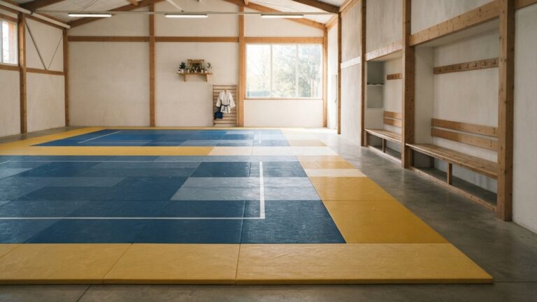 Dojo s modrožlutými tatami