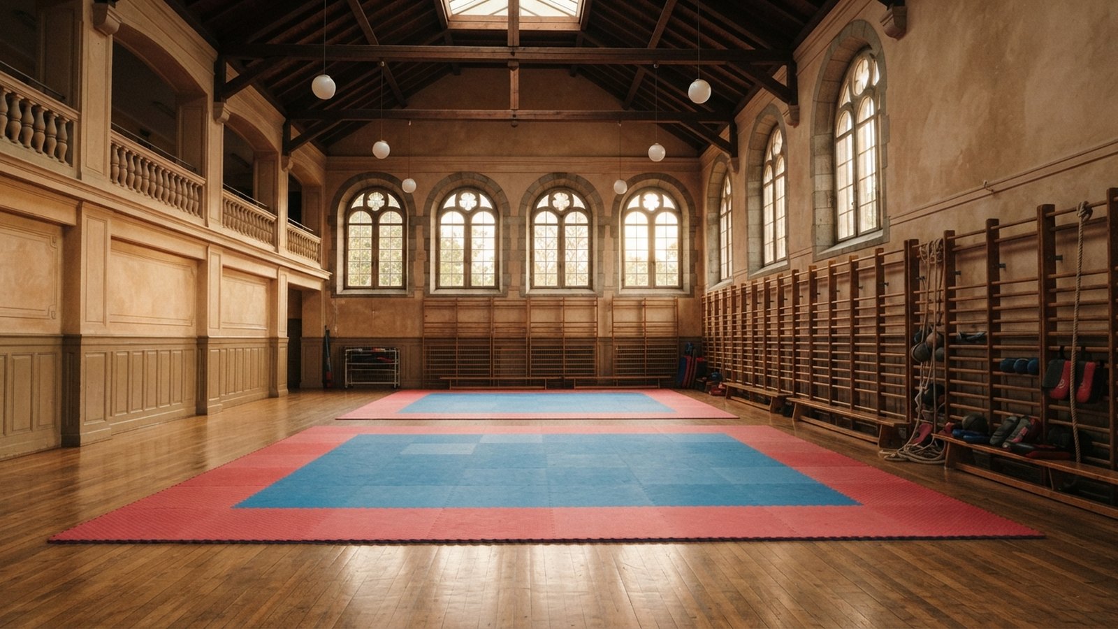 Sokolský sál s taekwondo žíněnkami