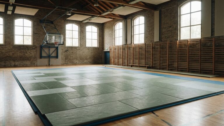 Školní tělocvična s položenými tatami