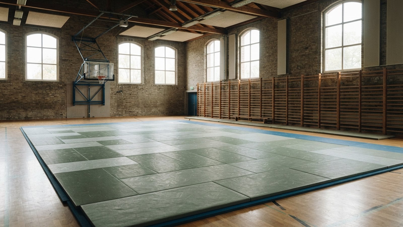 Školní tělocvična s položenými tatami