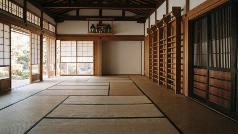 Prázdné karate dojo s tatami